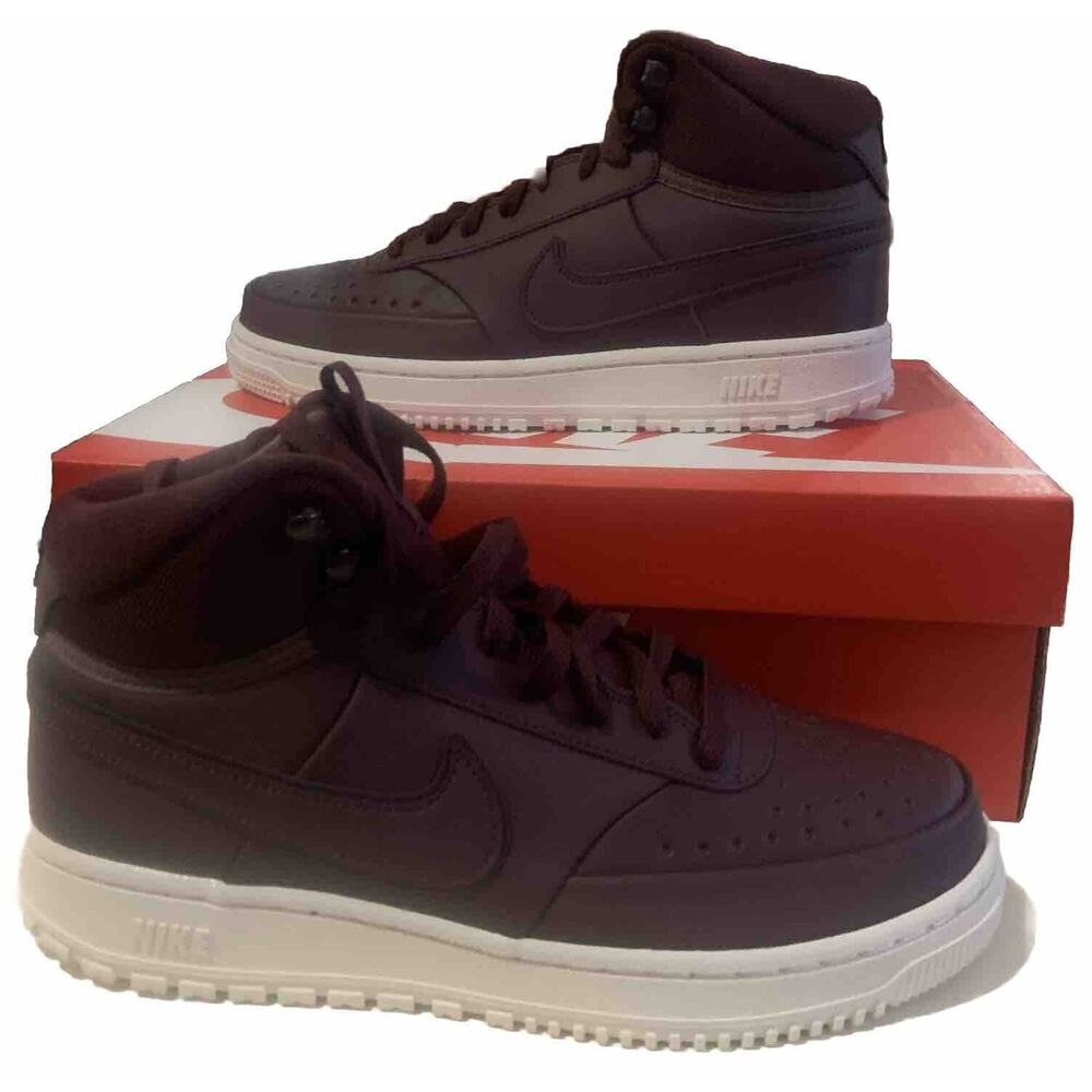 Nike Court Vision Mid Shoes Men's 9 Winterized Burgundy Crush/Plum Eclipse Boots